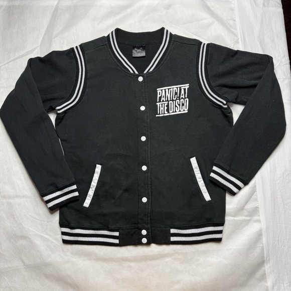 Y2K Panic At The Disco‎ MANHEAD Black Button Front Varsity Jacket XL - Picture 1 of 7
